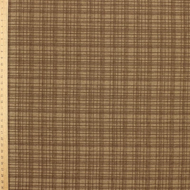 Tissu extensible carreaux- brun