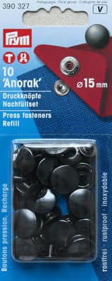 Recharge boutons pression 15mm noirs Anorak