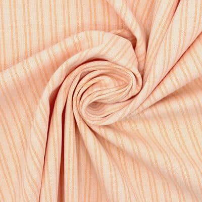 Striped extensible fabric with herringbone pattern - salmon