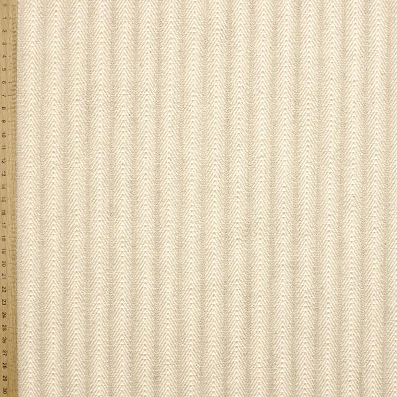 Linen cotton with herringbone pattern - ecru
