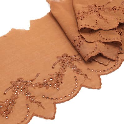 Embroidered ribbon - rust-colored