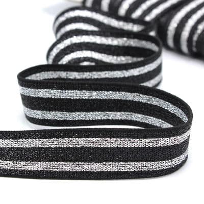 Striped elastic waistband - black / silver