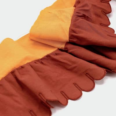 Bi-colored gathered ribbon - rust-colourd / orange