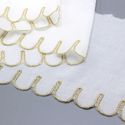 Embroidered ribbon - white / yellow