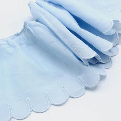 Gathered embroidered ribbon - sky blue