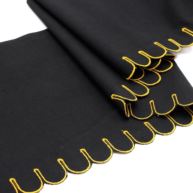 Embroidered ribbon - black / buttercup yellow