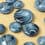 Round button with marbled effect - barbel blue