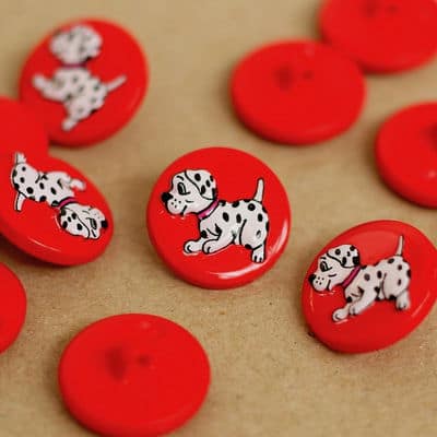 Resin button - yellow with dalmation  