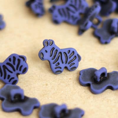 Zebra resin button - blue and black