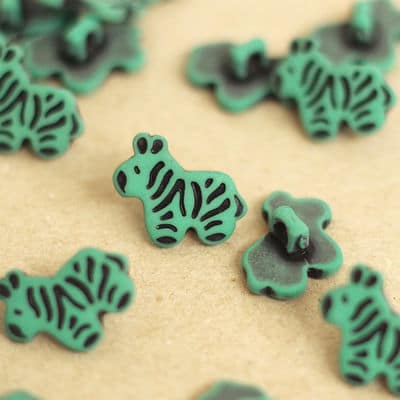 Zebra resin button - green and black