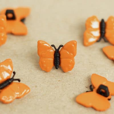 Butterfly resin button - orange