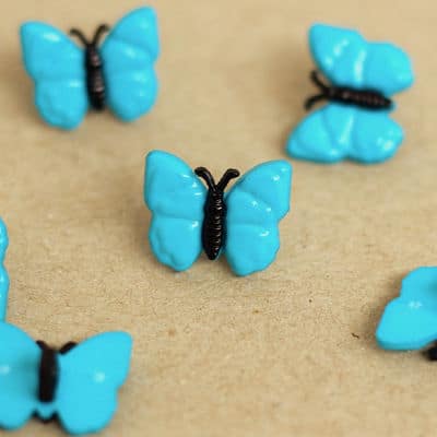 Butterfly resin button - blue