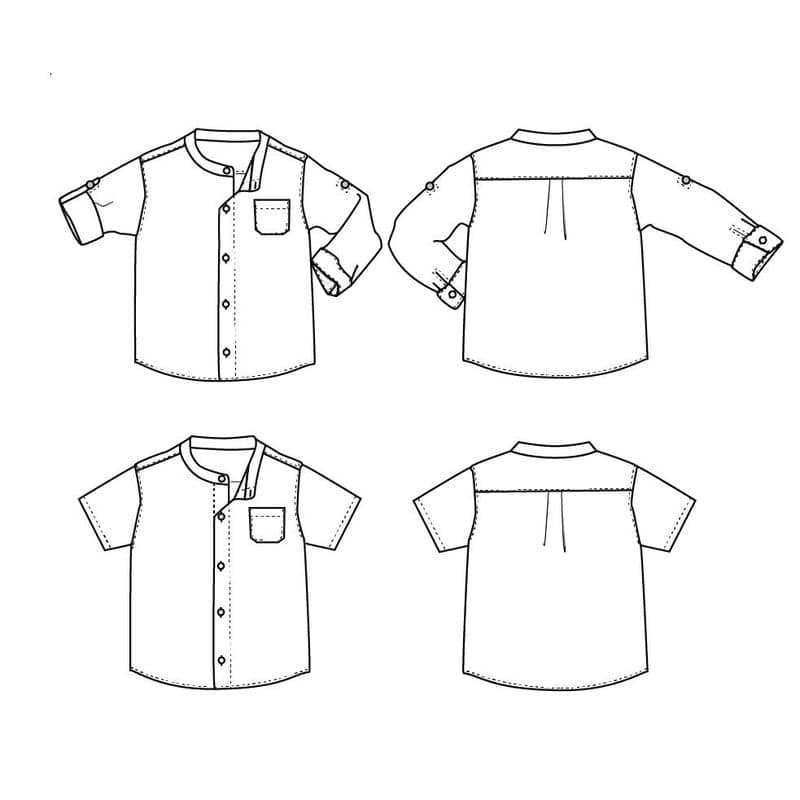 Pattern unisex stand collar shirt