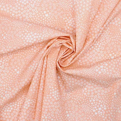 Cotton fabric with stars - peach-colored