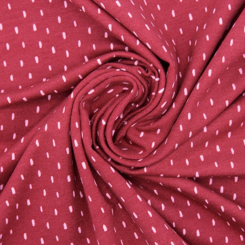 French terry fabric with rice grain - raspberry / pink