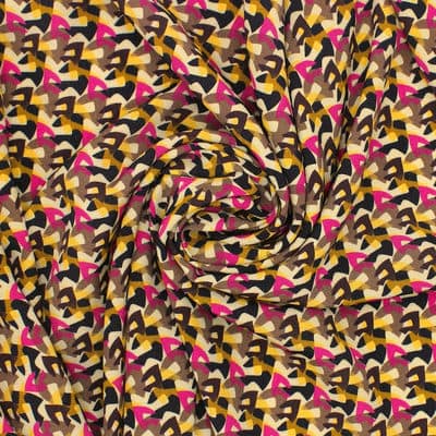 Viscose fabric with patterns - brown / pink 