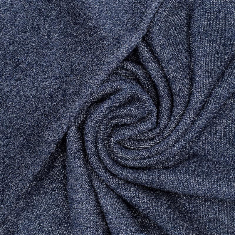 Marbled terry fabric - navy blue