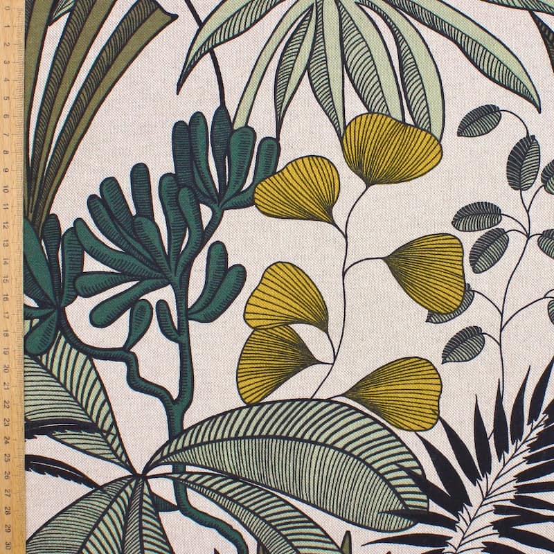 Upholstery fabric with foliage - beige 