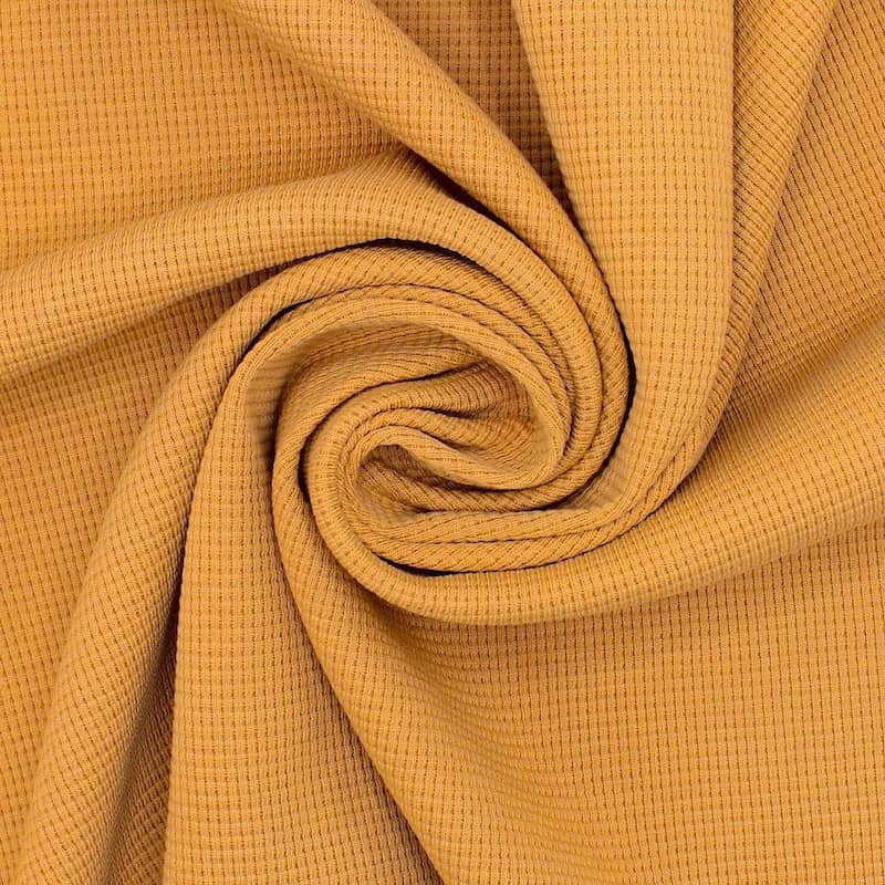 Tissu jersey tricot gaufré - moutarde