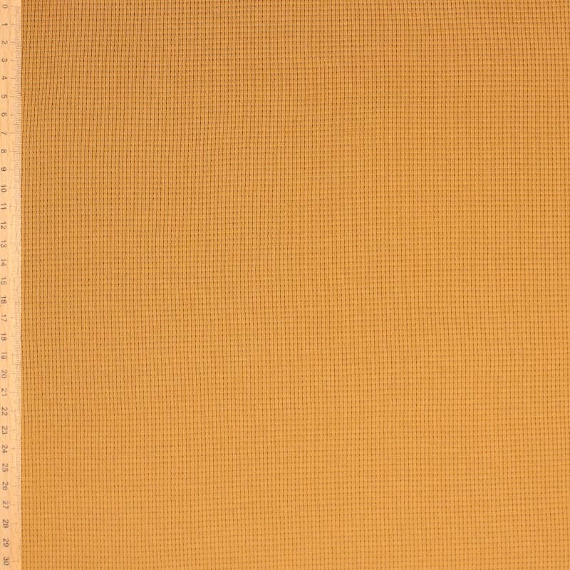 Knitted embossed jersey fabric - mustard yellow