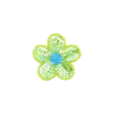 Flower with glitters to sew - anise green