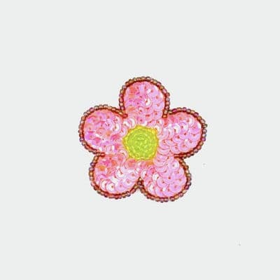 Flower with glitters to sew - pink