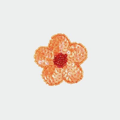 Flower with glitters to sew - orange