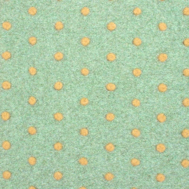 Knit fabric with dots and wool aspect - green / beige