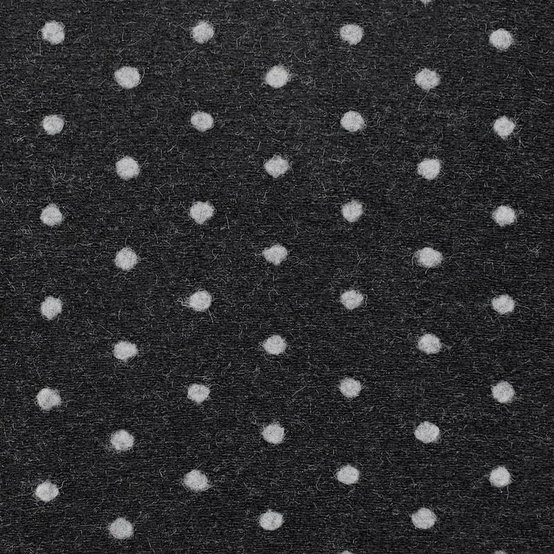 Tissu maille aspect laine pois - noir/gris