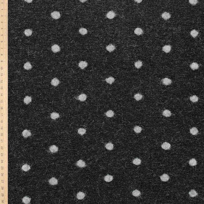 Gebreide stof met stippen en aspect van wol - zwart/grijs
