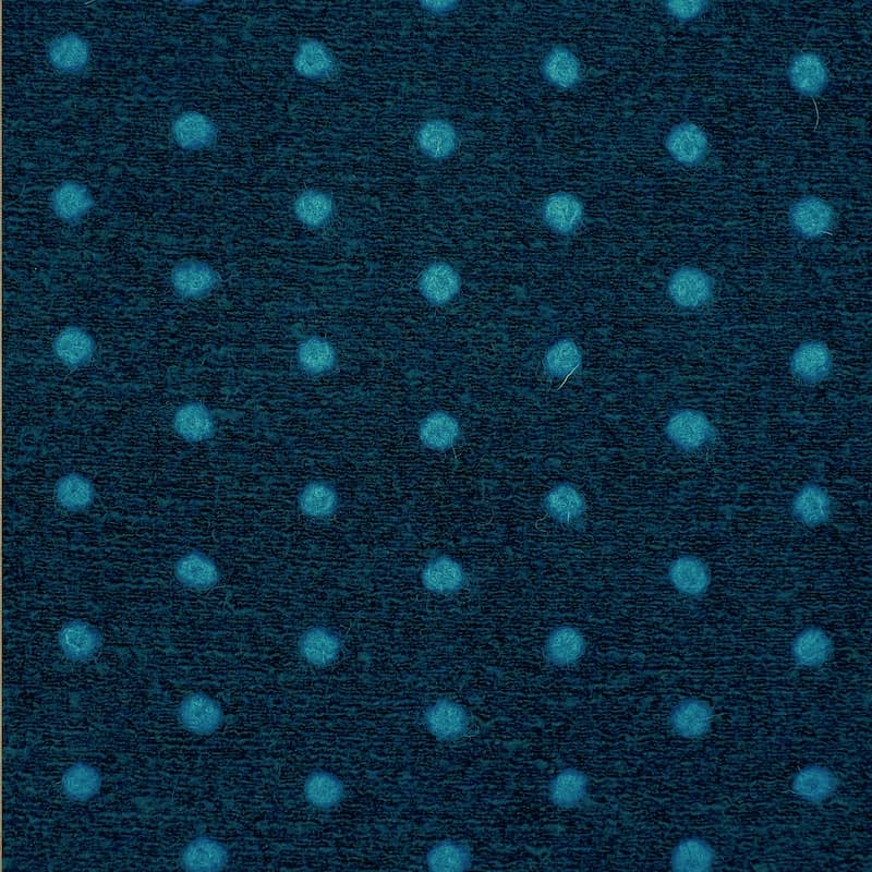 Knit fabric with dots and wool aspect - teal