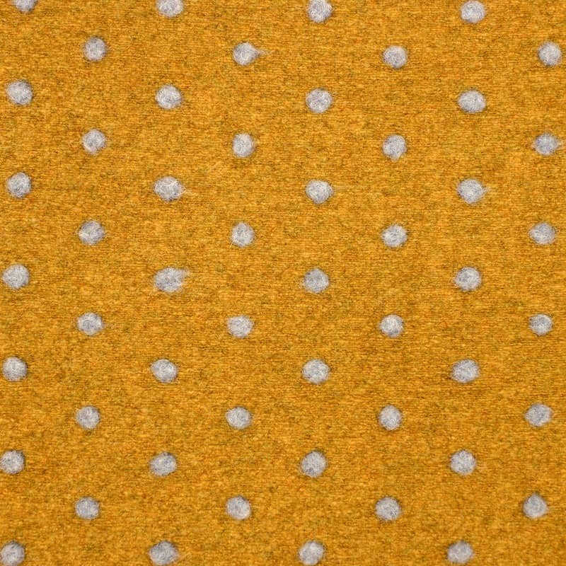Knit fabric with dots and wool aspect - mustard yellow