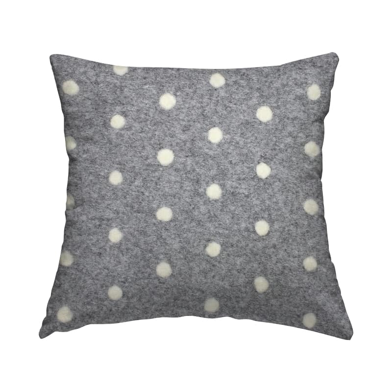 Knit fabric with dots and wool aspect - grey / ecru