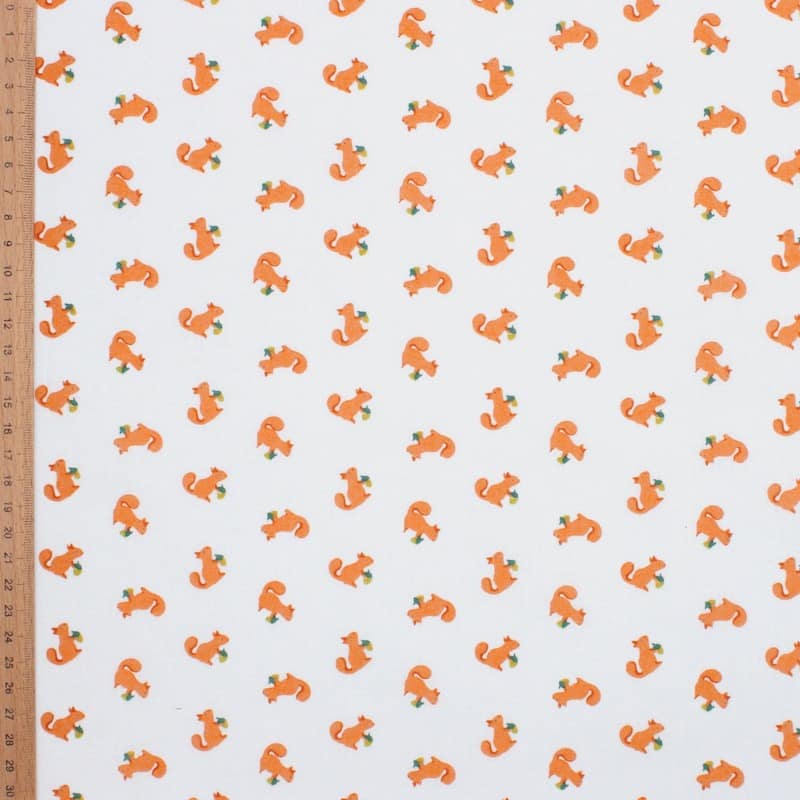 Cotton fabric with squirrels - orange