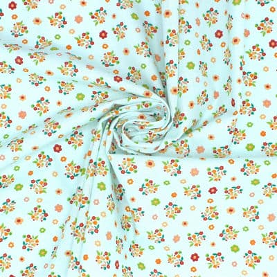 Cotton fabric with flowers - green