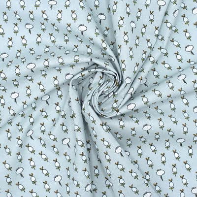 Cotton fabric with foliage - blue