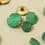 Vintage button - green and gold
