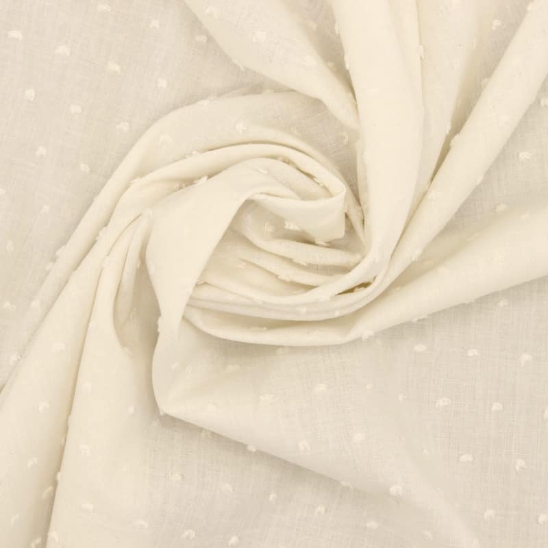 Tissu coton plumetis - ivoire