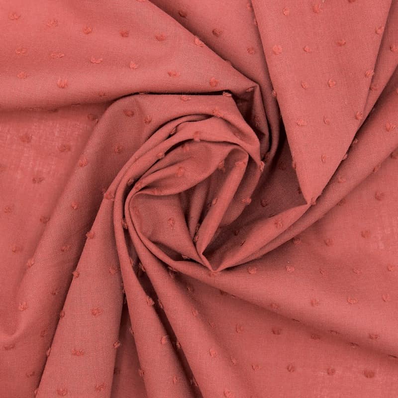Tissu coton plumetis - brique