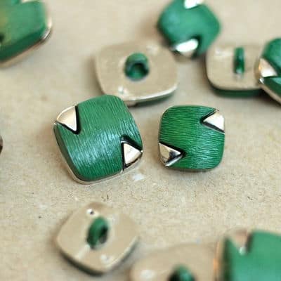 Vintage button - green and silver