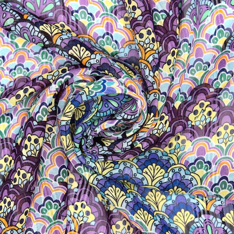 Tissu voile polyester lurex - multicolore