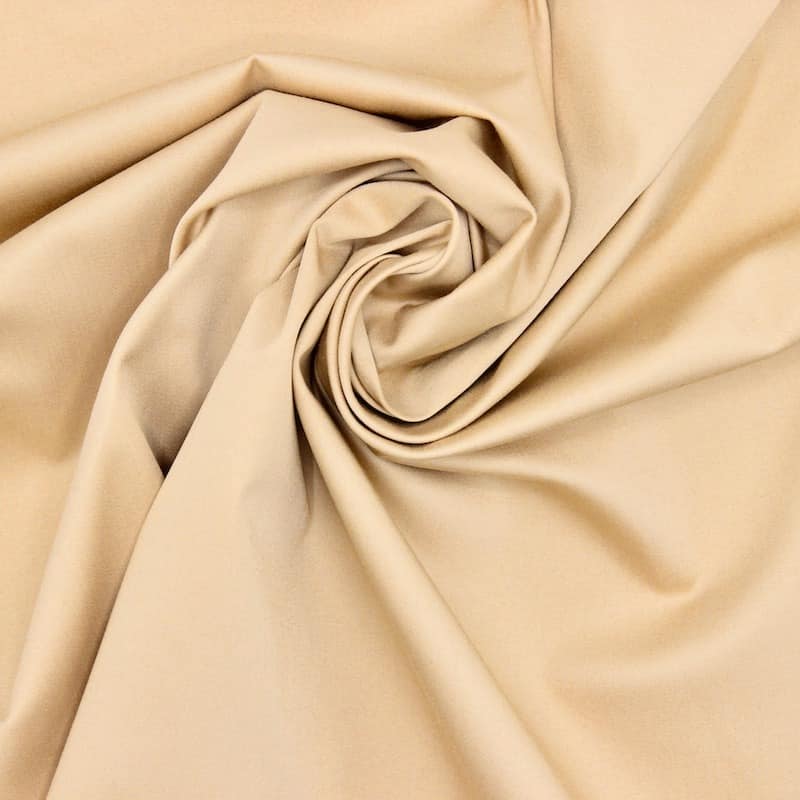 Extensible cotton satin fabric  - beige