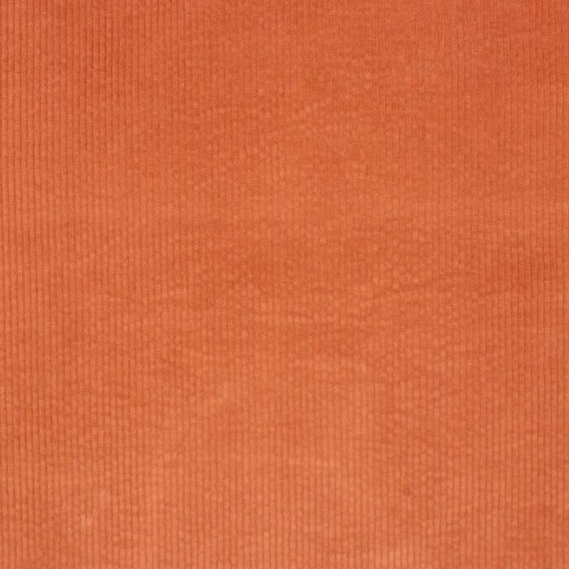 Extensible ribbed velvet fabric - rust-colored
