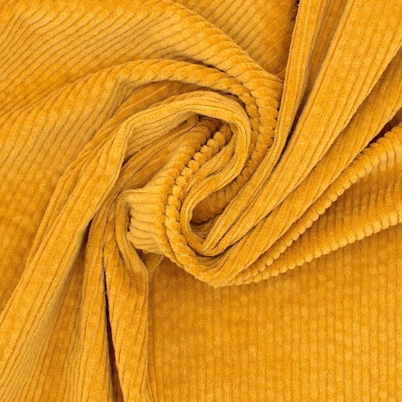 Tissu velours côtelé extensible - moutarde