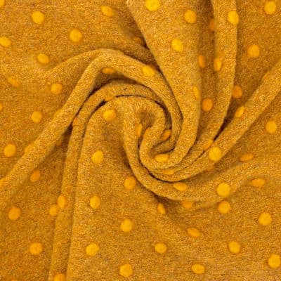 Knit fabric with wool aspect and dots - mustard yellow