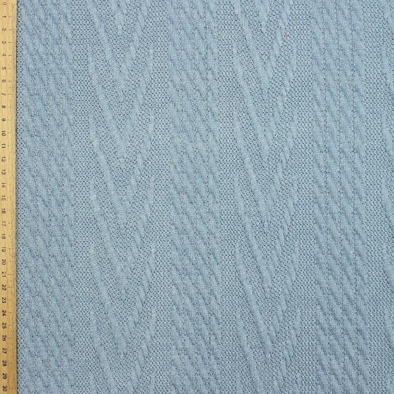 Gebreide stof met gevlochten motief - horizonblauw