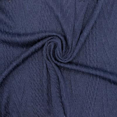 Gebreide stof met gevlochten motief - marineblauw