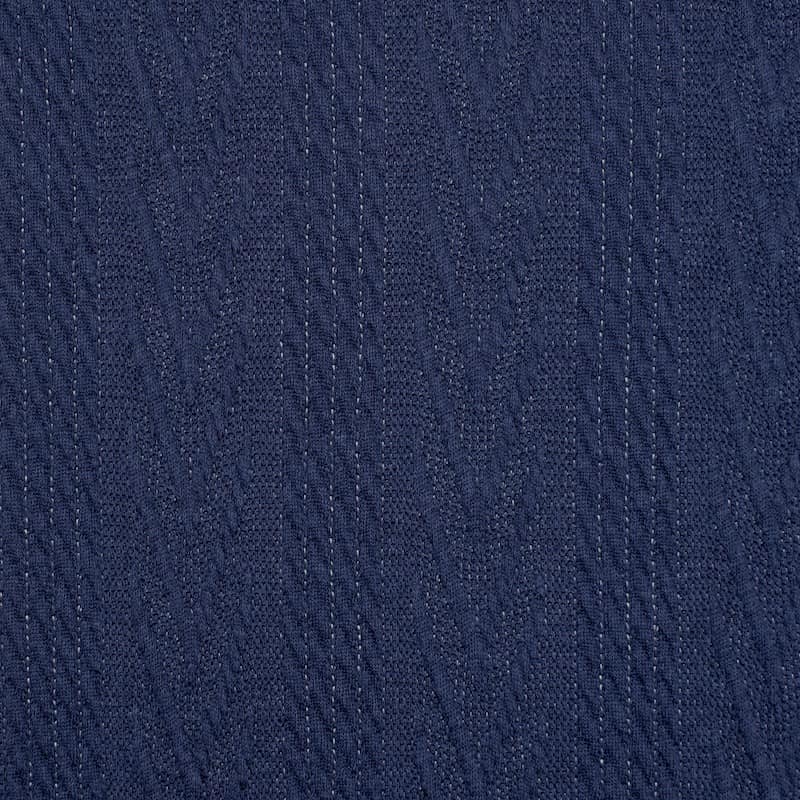 Gebreide stof met gevlochten motief - marineblauw