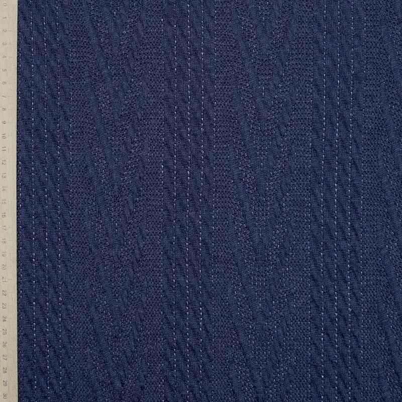 Knit fabric with twisted pattern - navy blue