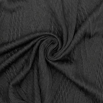 Knit fabric with twisted pattern - black